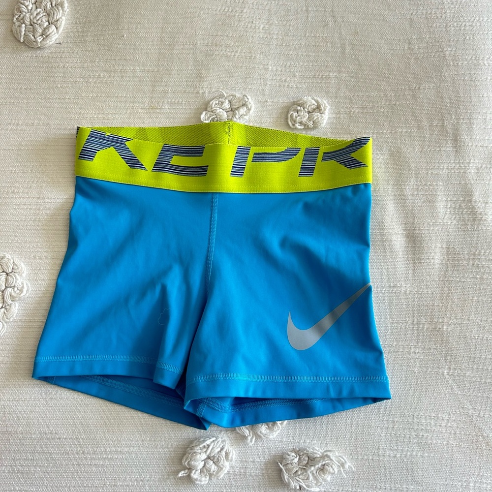 Teal and Green Nike Pro Shorts